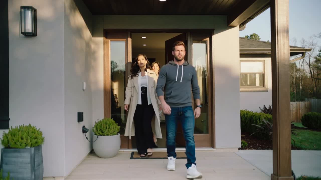People come out of the house.